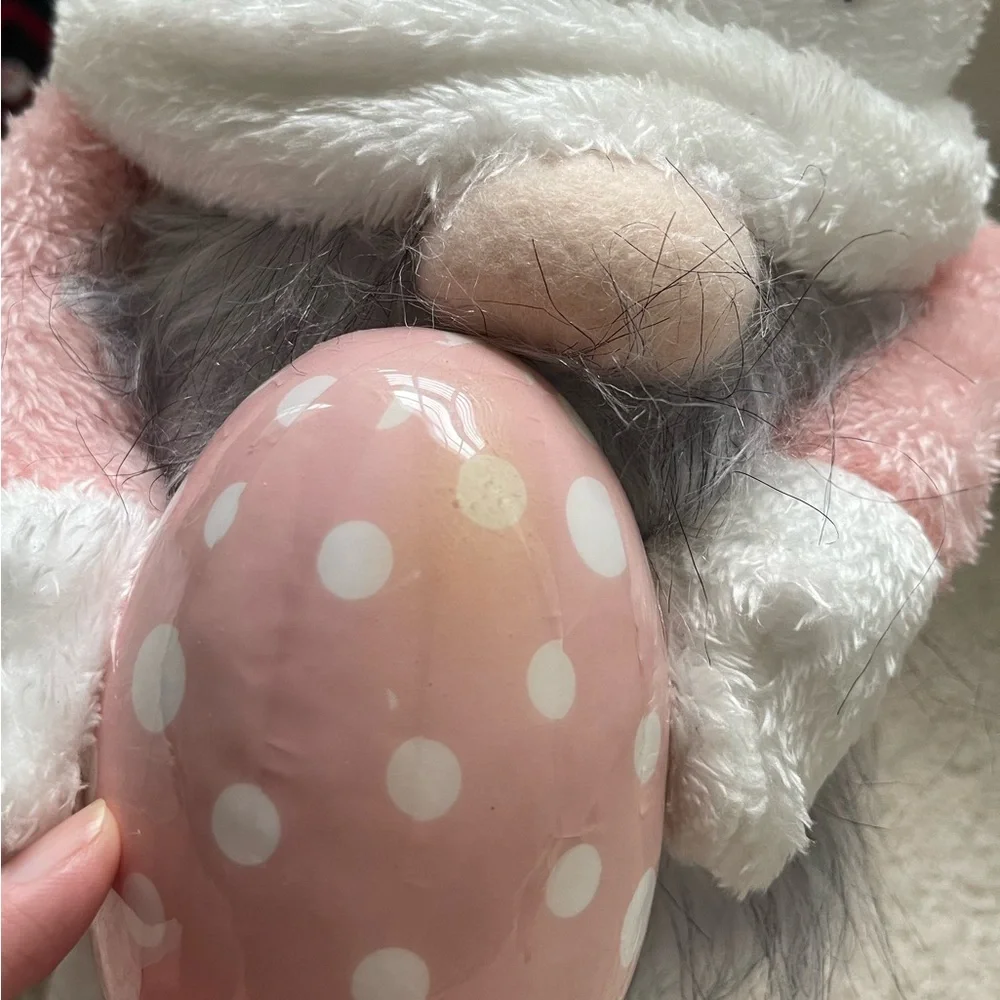 Rae Dunn Happy Easter Gnome Bunny Plush Beanie Holding Egg w/ Ears and Tail NWT
